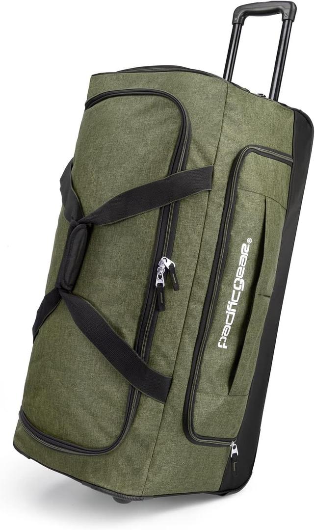 Pacific Gear Duffel Bag with Rolling Wheels. 30in Green