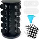 KALINCO Rotating Spice Rack Organizer, Revolving Spice Rack for Cabinet, Stainless Steel Spice Organizer with Jars(20-Jar) Black