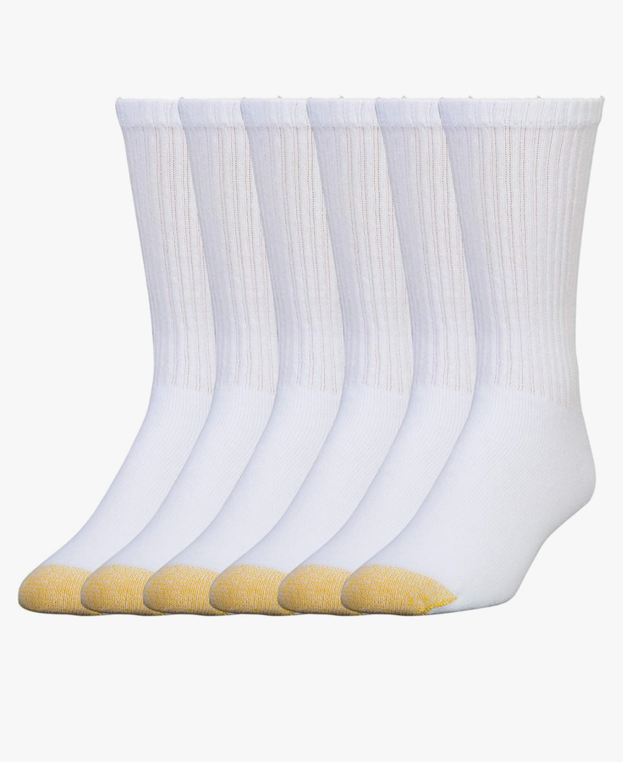 GOLDTOE Men's 656S Cotton Crew Athletic Socks, Multipairs 6 Pack, Large