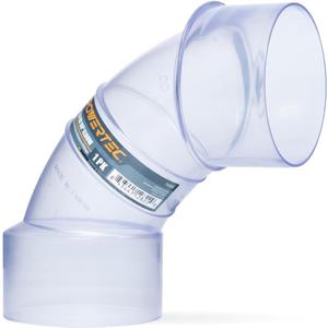 POWERTEC 4 Inch ID/OD 90 Degree Elbow for 4 Inch Dust Collection Pipes, Hoses, and Fittings, Clear, 1 Pack