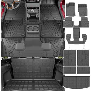 powoq 6 Seats Floor Mat Compatible with 2021-2025 Jeep Grand Cherokee L Cargo Mat Backrest Trunk Cargo Liner TPE Floor Liner Replacement for 2021-2025 Jeep Grand Cherokee L Accessories