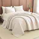 Masaca Oversized King Quilt 120x120,Wheat Oversized King Bedspread with Leaf Pattern,3 Piece Lightweight Ultra Soft Farmhouse California King Coverlet Set
