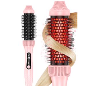 DORISILK Infrared Thermal Hair Brush for Sleek, Shiny Hair1.5inch Thermal Round Brush for Blowout LookHeated Round Brush for Curling and StraighteningDual Voltage for Travel Using (Pink)