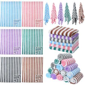 Moukeren 30 Packs Oversized Beach Towels Bulk Absorbent Quick Drying Towel Large Soft Pool Towels Microfiber Travel Towel for Women Men Hotel Spa Hot Tub and Bath (59 x 28 Inch,Stripe)