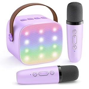 YLL Karaoke Machine for Kids, Portable Mini Speaker with 2 Wireless Microphones, 2026 TOP Kids Gifts for Girls Ages 3, 4, 5, 6, 7, 8, 9, 10, 12 +Years Old, 4-12th Birthday Present Toy Party (Purple)