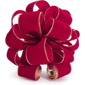 Christmas Tree Topper Bow - Bow: 11" sq. - Tails: 3 Yards Long Each - Velvet Red