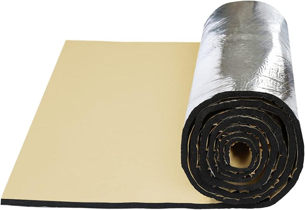 uxcell 394mil 10mm 16.36sqft Car Exhaust Muffler Heat Sound Deadener Insulation Mat Sound Deadening Mat Aluminum Foil Foam for Hood Fender 60" x 40" for Car