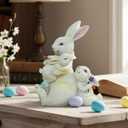 Resin Bunny Figurine, 4.5in Adorable Mom and Baby Bunnies Decor, Family Unity Easter Table Decorations, Spring Home Decor, Rabbit Ornaments for Easter Gifts(Mom and Baby)