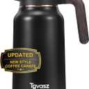 Thermal Coffee Carafe 70 oz - 36 Hour Hot Stainless Steel Carafes for Hot Liquids-Insulated Coffee Carafes For Keeping Hot/Cold Coffee, Tea, Water, Drink Dispenser for Parties(Black) (71 Ounces)