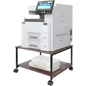 EMERIT Printer Stand,19.5''x19.5''x12.8'' 2 Tier Large Printer Laser Table Heavy Duty Rolling Printer Cart with Wheels for Home Office -100 LBS Each Tier (Wood)