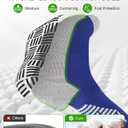 Veridra 2Pairs Men's Grip Soccer Socks for US 7-12.5, Anti-Slip Athletic Grippy Socks Non Slip Pads for Football Basketball Pilates Hospital Yoga, Blue (Blue)