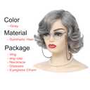 Old Lady Wig, Easy Apply Granny-Themed Short Curly Wig, Gray Short Wavy Glueless Wigs with Accessories - Silver Grey Grandma Costume Wig for Women, Granny Wigs, Old Person Wig