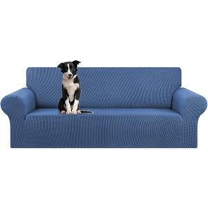 KEKUOU Stretch Oversized Sofa Slipcover 1 Piece Couch Sofa Cover (94"-110") Furniture Protector 4 Seater Sofa with Elastic Bottom for Kids,Pet.Jacquard Checked Pattern Fabric(X Large,Riverside)