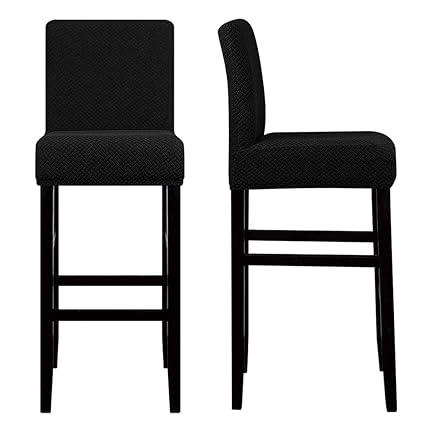 Lellen Reusable Pub Counter Stool Chair Covers Slipcover Stretch Removable Washable Dining Room Chair Covers (3pcs, 2786-Black)