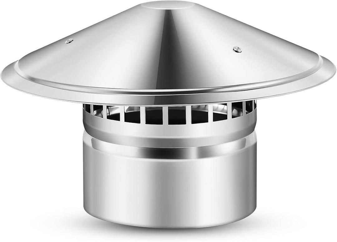 Tandefio 6 Inch Chimney Cap for Outside Stove Pipe Cap with Screen Chimney Cover Stainless Steel Roof Silver Fireplace Screen Cover Exterior Stove Pipe Topper for Vent Flue
