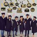 2 x 20 Pack Graduation Party Decorations 2026 - Congrats Grad Hanging Decoration, Black Gold Glittery Graduations Hanging Swirls Ceiling Streamers Ornaments for Class of 2026 Graduation Decorations Favors