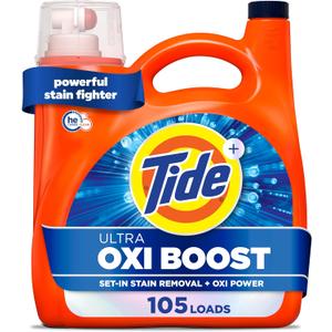 Tide Ultra Oxi Boost Liquid Laundry Detergent, 148 fl oz, 105 Loads, Advanced Stain Remover with Extra Oxi Power