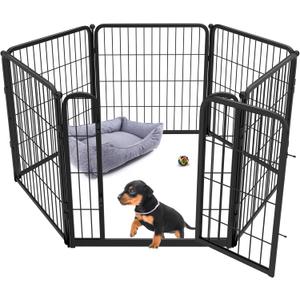 FXW Homeplus Dog Playpen for Indoor Use - Stress-Free and Safe Play, Heavy Duty 24 Inch 6 Panels Dog Pen for Puppies and Small Dogs, BlackPatented (24"H (Black))