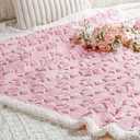 Breling Bow Sherpa Throw Blanket 50"x 60" Coquette Plush Thick Warm Soft Cute Blanket for Bed Sofa Couch Aesthetic Preppy Bedding Stuff Room Decor Gifts for Fall Thanksgiving Christmas (Pink)