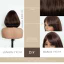 Short Brown Wig with Bangs Brown Bob Wig for Women Medium Shoulder Length Brunette Wig Bob Natural Looking Side Parting Dark Brown Wigs 16 Inch Heat Resistant Synthetic Hair for Girls Daily Party Use