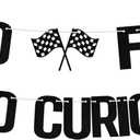 Two Fast Two Curious Banner - Boy's 2nd Birthday Car Theme, Racing Car Party Decor, Cheers to 2nd Birthday Celebration Supplies, Black and Red