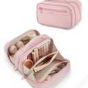 BAGSMART Travel Makeup Bag, Make Up Bag with Multiple Compartments for Organizer, Compact & Durable Cosmetic Organizer for Women for Travel Accessories (Pink