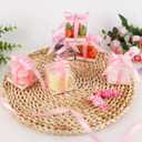 Hxezoc 50 Pack Favor Boxes 2x2x2 Inches Clear Candy Treat Boxes with Pink Ribbons, Mini Plastic Gift for Wedding, Birthday Party, Baby Shower, Classroom Decoration Supplies