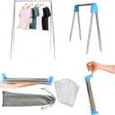 Portable Travel Garment Rack, Stainless Steel Foldable Mini Drying Clothes Rack for Travel, Camping, Hotel Room, Laundry, Dance, Indoor, Outdoor (A-Regular Compact)