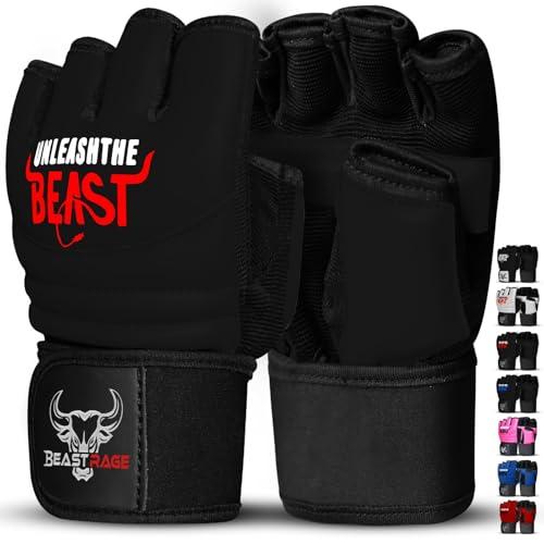 BEAST RAGE Taekwondo Karate Gloves for Men and Women, Boxing Training Gloves MMA Kickboxing Sparring Martial Arts Boxing Gloves – Training Light Workouts, Muay Thai, Karav MAGA (Black, L)