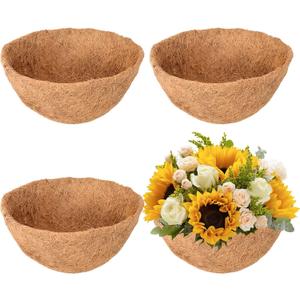 Legigo 4 Pack 20 Inch Hanging Basket Coco Liners Replacement, 100% Natural Round Coconut Coco Fiber Planter Basket Liners for Hanging Basket Flowers/Vegetables