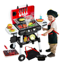 Kids Play Kitchen Toys, Kids BBQ Grill Playset with Smoke Sound Light, 2Layer Barbecue Toy with Wheel, Outdoor Play Grill Toys for Toddlers 35, Play Food Toys Cooking Set, Birthday Gift for Boy Girl