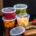 8 oz Clear Plastic Condiment Cups - 48-Pack with Lids, Airtight Small Food Containers, BPA-Free, Dishwasher Safe