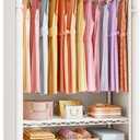 P6C Rolling Clothes Rack with Cover, Covered Clothing Racks Heavy Duty, Portable Closet for Hanging Clothes, Garment Racks on Wheels, White Closet Rack with White Cover, Max Load 365LBS