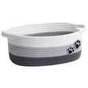 Small Dog Toy Basket, Cute Woven Baskets for Shelves, Decorative Rope Storage Baskets for Nursery, Baby Gift Basket for Diapers, 12 x 8 x 5 inches (Grey)