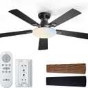 Addlon Ceiling Fans with Lights, 52 inch Flush Mount Ceiling fan with Remote Control, Wall Remote, Reversible, 3CCT, Dimmable, Noiseless DC Motor, Black Low Profile Ceiling Fan for Bedroom, Farmhouse