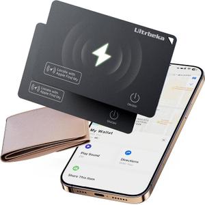 Ultrbeka Wallet Tracker Slim Card Tracker, 0.094in Bluetooth Tracker for Wallets, Passport, Work with Apple Find My, Wireless Charging, Card Locator iOS Only [Apple MFi Certified]  2pcs in 1