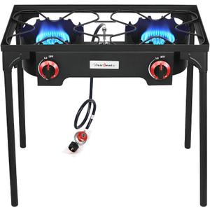 Vivicreate High Pressure Propane Gas Outdoor Camping BBQ Grill Stove Burner Estufas de Gas para Cocinar Afuera Es gas propano Regulator 20 PSIG