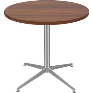 Round Office Table Conference Table Small Dining Table Coffee Meeting Table for Office Boardroom Kitchen Living Room Waterproof Desktop Easy Assembly 31.5 inch (Walnut+sus Pedestal)