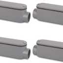 4Pack 3/4 Inch Rigid PVC Conduit Body Type C, Slip x Slip PVC Conduit Bodies C Type with Cover and Gasket, Gray