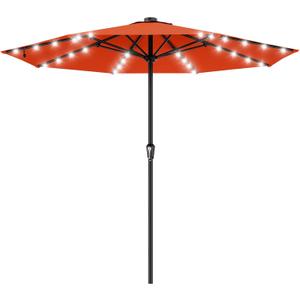 AreShark 11FT Large Patio Umbrella with Solar Lights, Lighted Solar Umbrella with Crank, Outdoor Table Market Umbrellas for Garden, Deck, Backyard, Pool and Beach, Orange