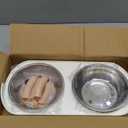 Elevated Cat Bowl, Raised Cat Food and Water Bowl Set for Indoor Cats, Splash Proof with 2 Stainless Steel Pet Food Bowls for Cats and Puppies, Whisker Fatigue and Dishwasher Safe - White