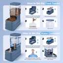 Automatic Cat Feeder and Water Dispenser with Stainless Steel Bowl with Ice Pack Gravity Food Feeder and Waterer Set Feeding Raised Bowls with Filter for Dog 1.3 Gallon x 2(Blue)