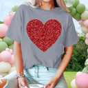 Mommy and Me Valentines Shirts Heart Graphic T-Shirt Family Matching Outfits Mom and Girls Valentine Gift Tee Tops (M)