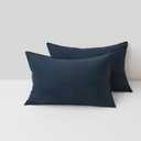 CHUFFED Linen Pillowcases 2 Pack 100% Linen Standard Pillow Cases, Breathable and Cooling Washed Pillowshams with Zipper Closure, 20x26 Inches, Navy Blue
