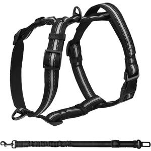 PUPTECK No Pull Dog Harness for Large Dogs with Lift Handle, Adjustable Reflective Soft Padded Dog Vest, Escape Proof Dog Walking Halter Easy to Control (Grey)