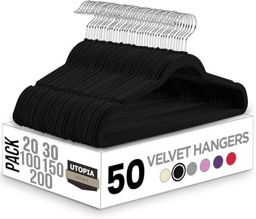 Utopia Home Velvet Hangers 29 Pack - Non-Slip Suit Hangers with 360 Degree Rotatable Hook - for Pants, Coats, Shirts & More (Black)