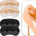 VivoFoot 4 Pairs Anti-Slip Heel Grips for Shoes Too Big, Gel Heel Liners & Pads for Loose Shoes, Self-Adhesive Back of Heel Cushion Inserts, Heel Blister Protectors for Women & Men (Beige+Black)