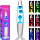 Multi Color Changing Liquid Motion Lamps, 13.5 Inch Small LED Night Lights for Kids Adults, Relaxing Mood Lighting for Bedroom Office, Glitter Christmas Decor Birthday Gifts (White)