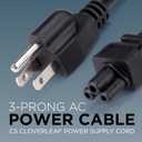 THE CIMPLE CO 3-Prong AC Power Cable 25 FT - Mouse Ears Power Supply Cord - Device, Computer, Laptop Replacement Cord with Cloverleaf Plug - NEMA 5-15P to C5 / IEC 320-25 Feet (7 Meters), Black