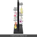 Ikee Design Wooden Jewelry Display Rack with 20 Removable Metal Hooks,Earring Card Display Stand,Jewelry Organizer,Earring Bracelet Organizer, Keychain Stand, Black Color